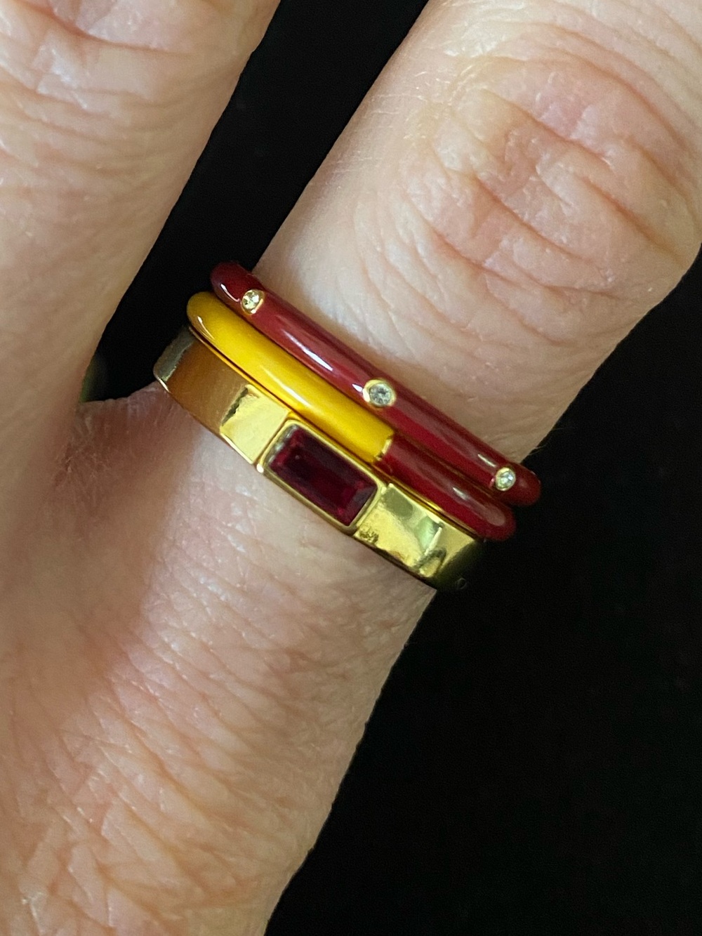 Pura Vida Yellow and Red Stacked Ring Set - Picture 6 of 7